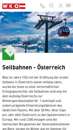 Vorschau der mobilen Webseite www.seilbahnen.at, Fachverband der Seilbahnen Österreichs