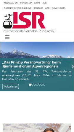 Vorschau der mobilen Webseite www.isr.at, Internationale Seilbahn-Rundschau
