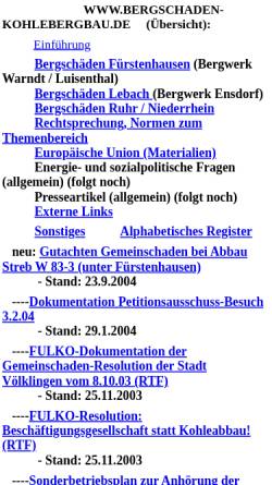 Vorschau der mobilen Webseite www.bergschaden-kohlebergbau.de, Bergschäden im Kohlebergbau