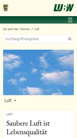 Vorschau der mobilen Webseite www.lubw.baden-wuerttemberg.de, Landesanstalt für Umweltschutz Baden-Württemberg