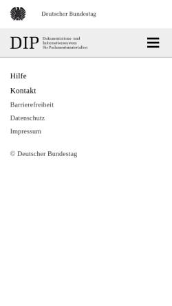 Vorschau der mobilen Webseite dip.bundestag.de, Datenbanken des deutschen Bundestags