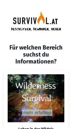 Vorschau der mobilen Webseite survival.at, Survival Tipps für das Leben in der Wildnis