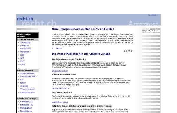 Vorschau von www.recht.ch, Stämpfli Verlag AG