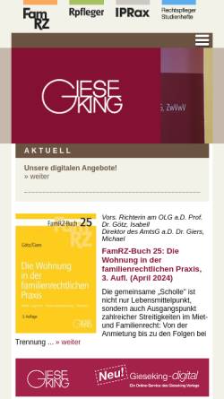 Vorschau der mobilen Webseite www.gieseking-verlag.de, Verlag Ernst und Werner Gieseking GmbH
