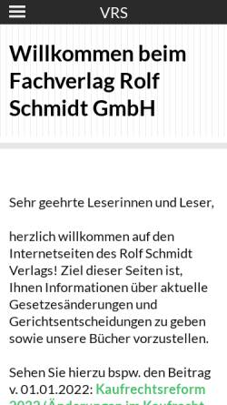 Vorschau der mobilen Webseite www.verlag-rolf-schmidt.de, Verlag Rolf Schmidt GmbH