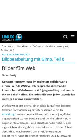 Vorschau der mobilen Webseite www.linux-community.de, Bilder fürs Web aufbereiten