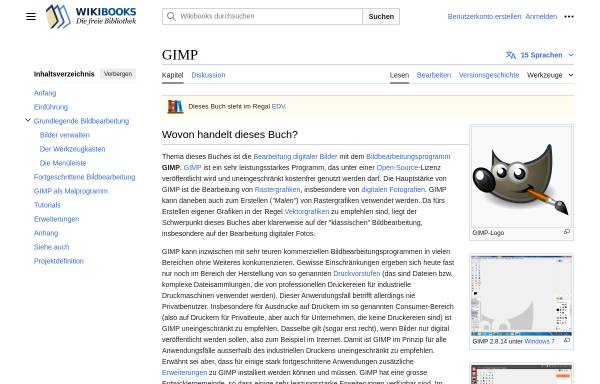 Vorschau von de.wikibooks.org, GIMP - Wikibook