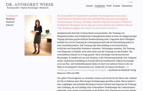 Vorschau von www.annegret-wiese.de, Dr. Wiese, Annegret, Karl-Theodor-Str.