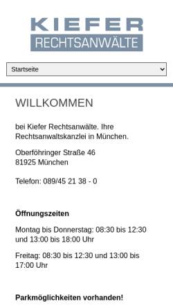 Vorschau der mobilen Webseite www.kiefer-kollegen.de, Kiefer und Kollegen, Oberföhringer Str.
