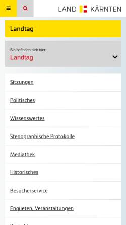 Vorschau der mobilen Webseite www.kaerntner-landtag.ktn.gv.at, Kärntner Landtag