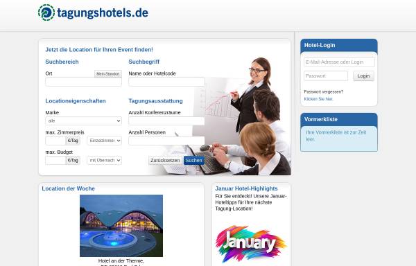 Vorschau von www.tagungshotels.de, Tagungshotels.de