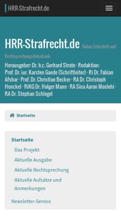 Vorschau der mobilen Webseite www.hrr-strafrecht.de, Höchstrichterliche Rechtsprechung im Strafrecht [hrr-strafrecht.de]