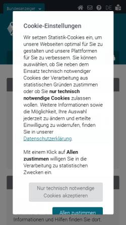 Vorschau der mobilen Webseite www.bundesanzeiger.de, Bundesanzeiger Verlag und Deutscher Bundes-Verlag