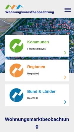 Vorschau der mobilen Webseite www.wohnungsmarktbeobachtung.de, Bundesarbeitskreis Wohnungsmarktbeobachtung