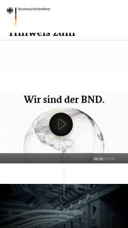 Vorschau der mobilen Webseite www.bnd.bund.de, Bundesnachrichtendienst (BND)