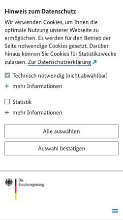Vorschau der mobilen Webseite www.bundesregierung.de, Bundesregierung, Presse- und Informationsamt der Bundesregierung (BPA)