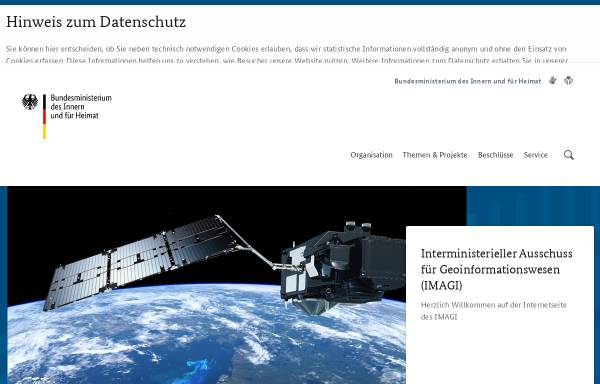 Vorschau von www.imagi.de, Interministerieller Ausschuss für Geoinformationswesen (IMAGI)