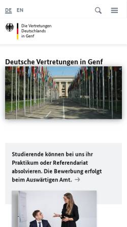 Vorschau der mobilen Webseite genf.diplo.de, Ständige Vertretungen und Generalkonsulat des Auswärtigen Amts in Genf, Schweiz