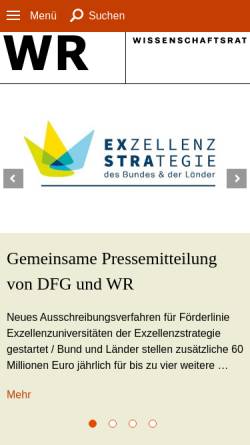 Vorschau der mobilen Webseite www.wissenschaftsrat.de, Wissenschaftsrat
