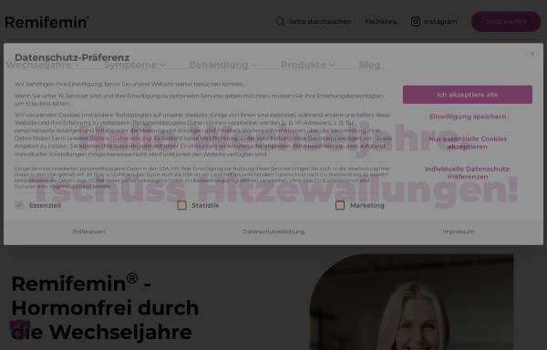 Vorschau von www.remifemin.de, Remifemin und Remifemin plus in den Wechseljahren