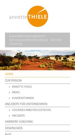Vorschau der mobilen Webseite www.beratung-thiele.de, Annette Thiele - Karriereberaterin