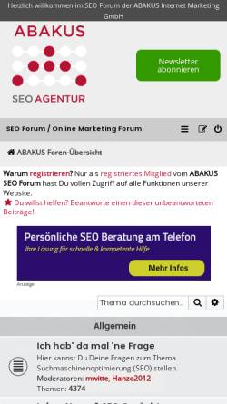 Vorschau der mobilen Webseite www.abakus-internet-marketing.de, Abakus Webpromotion Forum