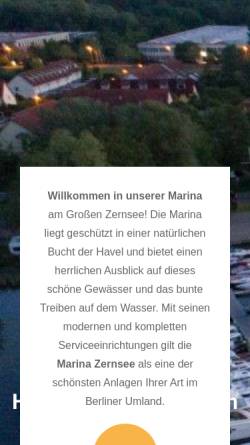 Vorschau der mobilen Webseite www.marina-zernsee.de, Marina Zernsee