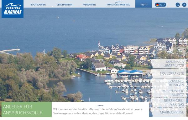 Vorschau von www.rundtoern-marinas.de, Verbund von fünf Marinas im Nordosten Deutschlands