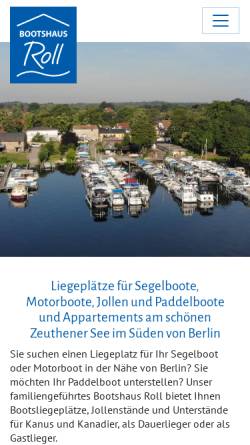 Vorschau der mobilen Webseite www.bootshaus-roll.de, Wassersportheim Zeuthen