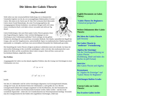 Vorschau von www.galois-theorie.de, Die Ideen der Galois-Theorie