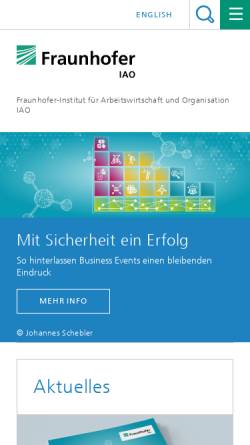 Vorschau der mobilen Webseite www.iao.fraunhofer.de, Fraunhofer-Institut für Arbeitswirtschaft und Organisation IAO - Chancengleichheit