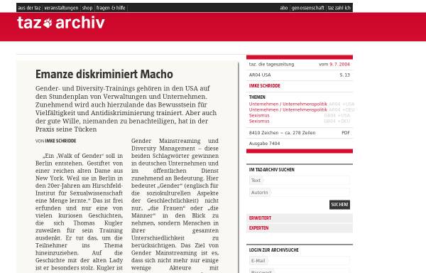 Vorschau von taz.de, taz.de - Emanze diskriminiert Macho