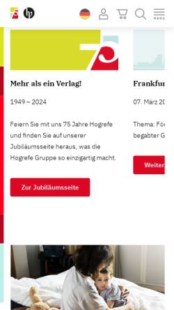 Vorschau der mobilen Webseite www.hogrefe.de, Hogrefe