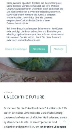 Vorschau der mobilen Webseite www.zukunftsinstitut.de, Zukunftsinstitut GmbH, Inh. Matthias Horx