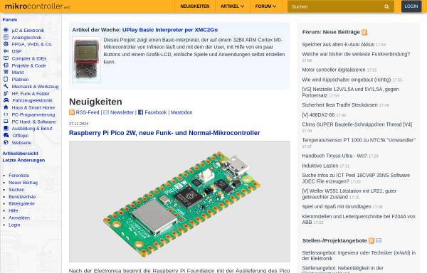 Vorschau von www.mikrocontroller.net, Mikrocontroller.net