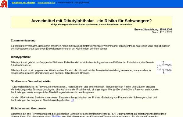 Vorschau von internet-apotheke-freiburg.de, Arzneimittel mit dem Weichmacher Dibutylphthalat (DBP)