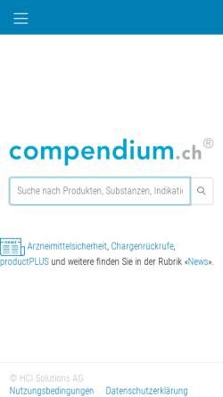 Vorschau der mobilen Webseite compendium.ch, Arzneimittelkompendium der Schweiz