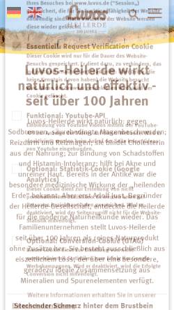 Vorschau der mobilen Webseite www.luvos.de, Heilerde in der Naturheilkunde Luvos Heilerde