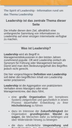 Vorschau der mobilen Webseite www.spirit-of-leadership.de, The Spirit of Leadership - JP-Consulting & Training GmbH