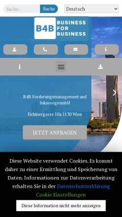 Vorschau der mobilen Webseite www.b4b-inkasso.wien, B4B Forderungsmanagement und Inkassogesellschaft mbH