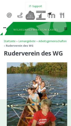Vorschau der mobilen Webseite www.rvwgkassel.de, Ruderverein des Wilhelmsgymnasiums Kassel e.V.