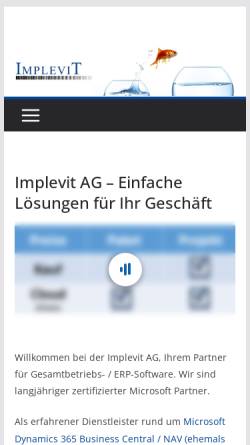 Vorschau der mobilen Webseite www.implevit.ch, Implevit AG
