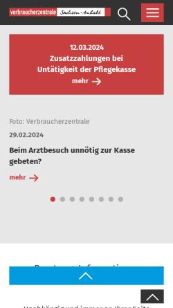 Vorschau der mobilen Webseite www.vzsa.de, Verbraucherzentrale Sachsen-Anhalt e.V.