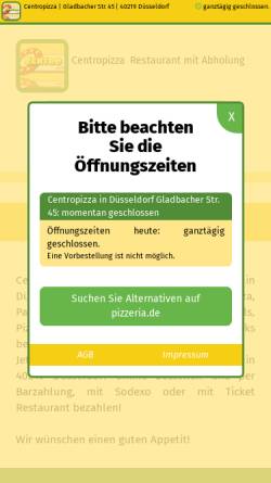 Vorschau der mobilen Webseite www.pizzeria.de, Centro Pizza