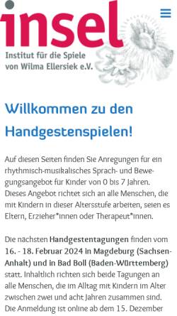 Vorschau der mobilen Webseite www.handgestenspiele.de, Handgestenspiele