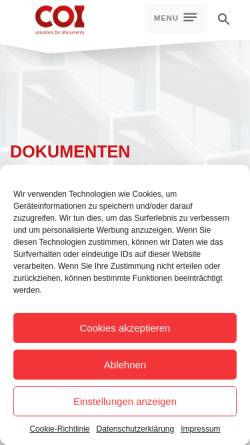 Vorschau der mobilen Webseite www.coi.de, COI GmbH