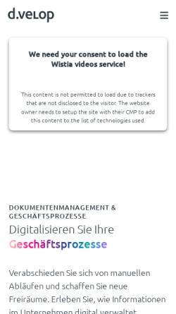 Vorschau der mobilen Webseite www.d-velop.de, D.velop AG