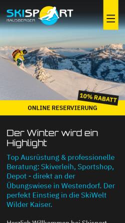 Vorschau der mobilen Webseite www.skisport-hausberger.at, Skisport Hausberger