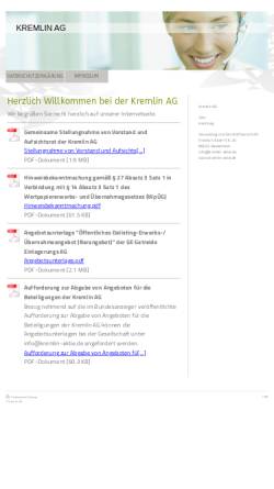 Vorschau der mobilen Webseite www.kremlin-aktie.de, Kremlin AG