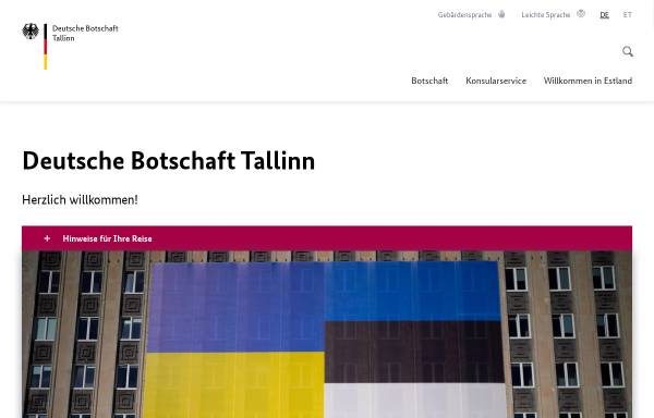 Vorschau von www.tallinn.diplo.de, Estland, deutsche Botschaft in Tallinin